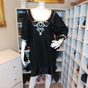 $439 YOANA BARASCHI SILK DRESS METALLIC DETAIL M